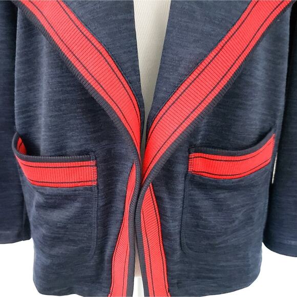Talbots Navy, Red Open Front Cardigan Sweater SMALL Petite Layering  SP - Picture 5 of 7